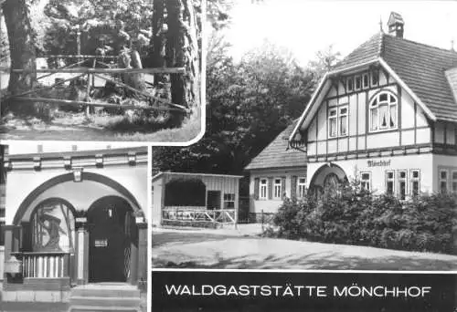 Ansichtskarte, Elgersburg Kr. Ilmenau, Waldgaststätte Mönchhof, drei Abb., 1978