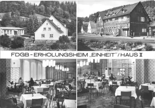AK, Hirschbach Kr. Suhl, FDGB-Erholungsheim "Einheit", Haus II, vier Abb., 1984