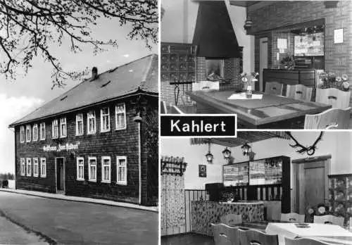 Ansichtskarte, Kahlert Thür. Wald, Kr. Ilmenau, Gasthaus "Zum Falken", drei Abb., 1986