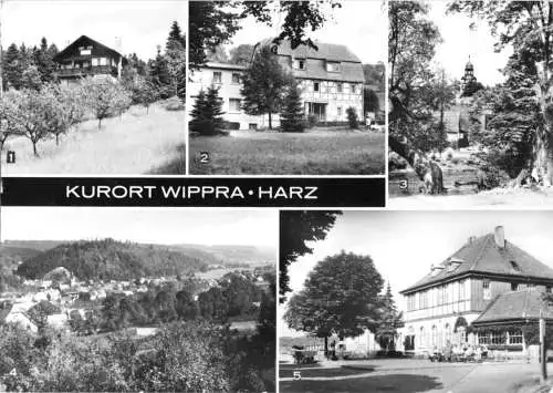 Ansichtskarte, Wippra Kr. Hettstedt, fünf Abb., u.a. Bahnhof, 1983