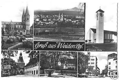 Ansichtskarte, Weiden Opf., sechs Abb., 1963