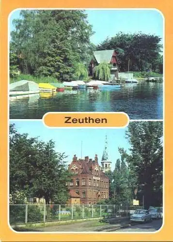 AK, Zeuthen, 2 Abb., u.a. Rathaus, See, 1982