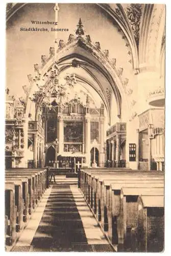 Ansichtskarte, Wittenberg, Stadtkirche, Innenansicht, um 1914
