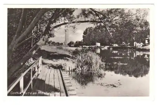 AK, Genthin, Partie am Mittellandkanal mit Wasserturm, um 1936