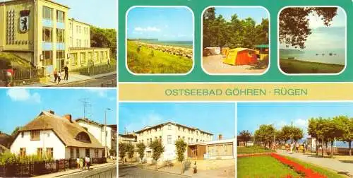 Ansichtskarte lang, Ostseebad Göhren Rügen, sieben Abb., 1986
