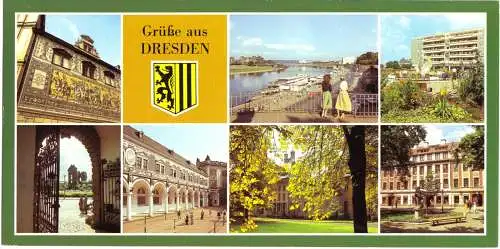 Ansichtskarte lang, Dresden, sieben Abb., 1987
