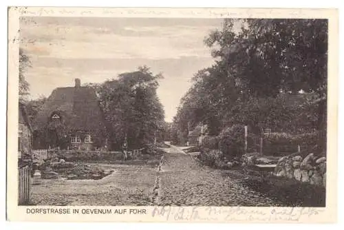 Ansichtskarte, Oevenum auf Föhr, Dorfstr., 1924