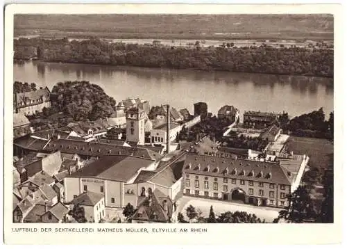 Ansichtskarte, Eltville a. Rhein, Sektkellerei, Luftbild, um 1932
