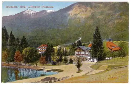 AK, Garmisch-Partenkirchen, Hotel u. Pension Rissersee, um 1910