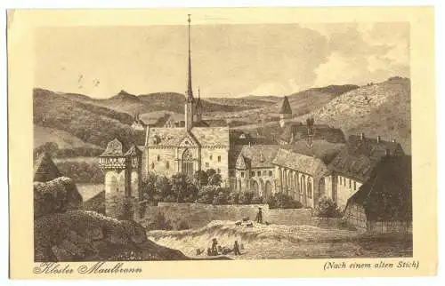 Ansichtskarte, Maulbronn, Kloster, nach einem alten Stich, 1923