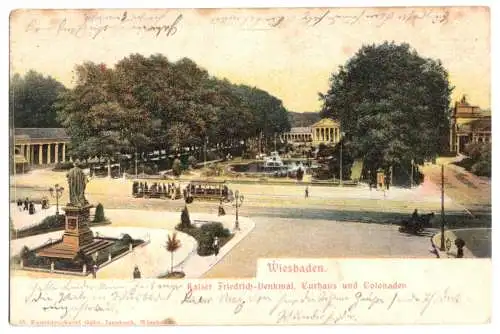AK, Wiesbaden, Kaiser Friedrich-Denkmal, Curhaus und Colonaden, 1903