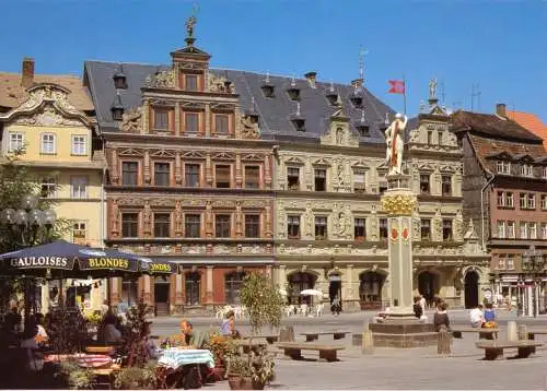 Ansichtskarte, Erfurt, Fischmarkt mit Haus "Zum Breiten Herd", um 2000