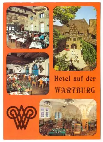 Ansichtskarte, Eisenach, Hotel auf der Wartburg, vier Abb., 1987