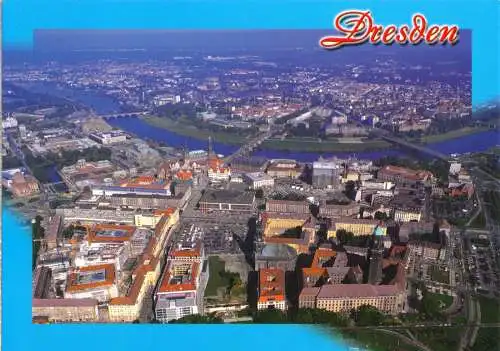 Ansichtskarte, Dresden, Luftbildansicht der Innenstadt, 2003