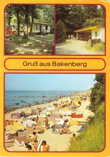 Ansichtskarte, Dranske Rügen, OT Bakenberg, drei Abb., 1989