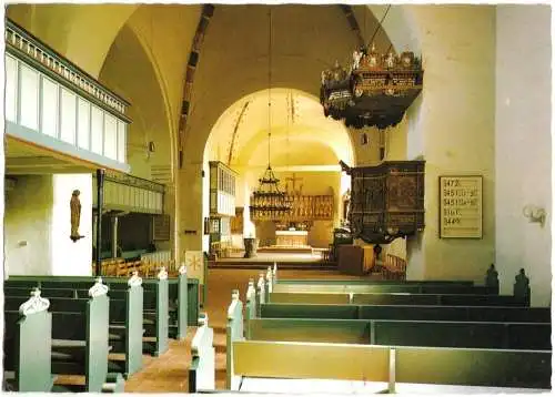 AK, Nieblum auf Föhr, St. Johannis Kirche, Innenansicht mit Kanzel, 1985