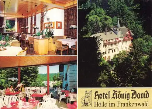 Ansichtskarte, Naila, OT Hölle, Hotel "König David", drei Abb., 1991
