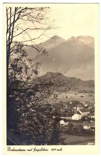AK, Uterwössen, Teilansicht mit Geigelstein, um 1948