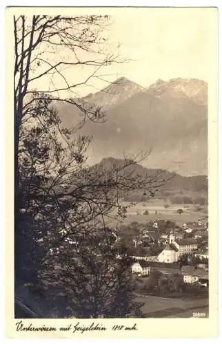 Ansichtskarte, Uterwössen, Teilansicht mit Geigelstein, um 1948