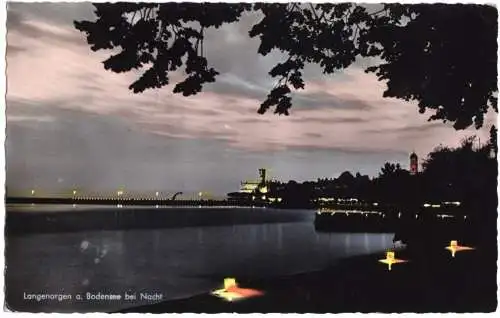 Ansichtskarte, Langenargen am Bodensee, Nachtansicht, 1959