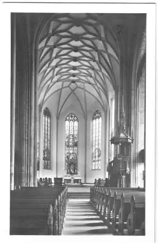 Ansichtskarte, Saalfeld Saale, Johannis-Kirche, Innenansicht, 1955