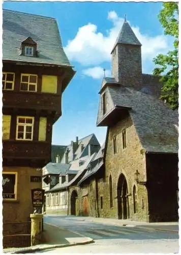 Ansichtskarte, Goslar Harz, Großes Heiliges Kreuz, gegr. anno 1254, Straßenansicht, um 1970