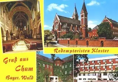 Ansichtskarte, Cham Bayer. Wald, Redemptoristen Kloster, 4 Abb.