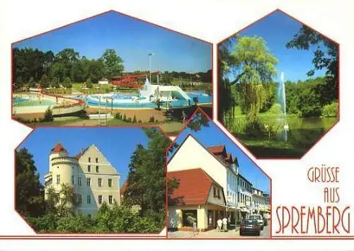 AK, Spremberg, 4 Abb., u.a. Erlebnisbad, ca. 1996