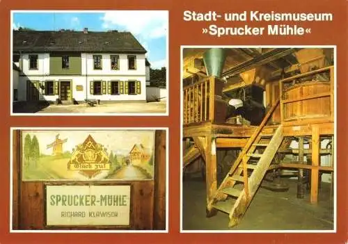 Ansichtskarte, Guben, Stadt- und Kreismuseum "Sprucker Mühle", drei Abb., 1987