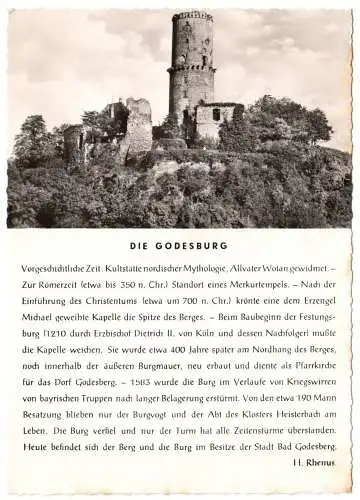 Ansichtskarte, Bad Godesberg, Die Godesburg, Chronikkarte, 1959