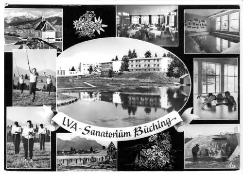 AK, Buching im Allgäu, LVA-Sanatorium, zehn Abb., gestaltet, um 1972
