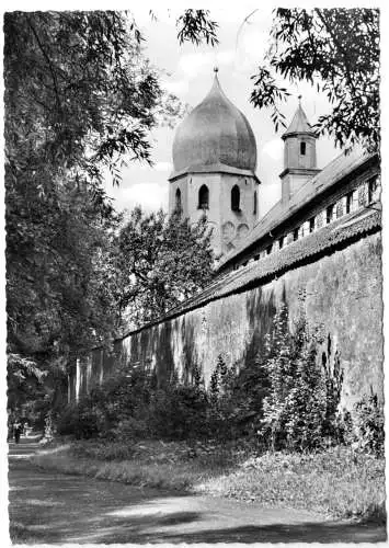 AK, Chiemsee, Fraueninsel, Frauengang mit Kamponile, um 1960