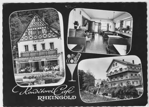 AK, Bad Berneck im Fichtelgeb., Haus Rheingold, drei Abb., gestaltet, um 1965