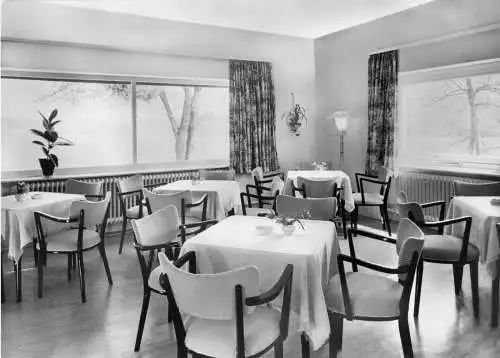 AK, Bad Kissingen, Cafe-Restaurant Salinenblick, Gastraum, um 1965