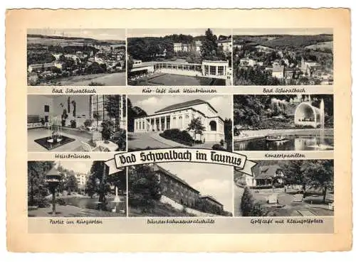 AK, Bad Schwalbach im Taunus, neun Abb., 1955