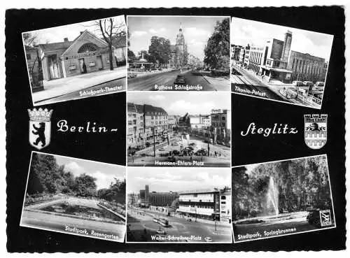 Ansichtskarte, Berlin Steglitz, sieben Abb., gestaltet, um 1960