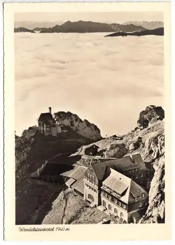 Ansichtskarte, Bayrischzell, Wendelsteinhotel gegen Schwedenjoch und Zillertaler Alpen 1958