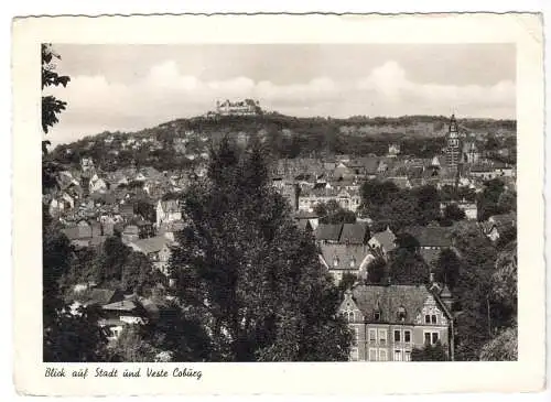 Ansichtskarte, Coburg, Blick auf Stadt und Feste, um 1955