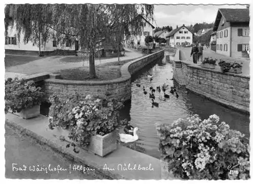 Ansichtskarte, Bad Wörishofen, Straßenpartie am Mühlenbach, um 1961