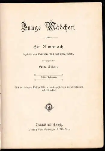 Frida Schanz [Hrsg.], Junge Mädchen, Ein Almanch, Achter Jahrgang, um 1903