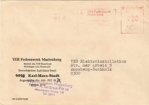 AFS, VEB Federnwerk Marienberg, o 19.9.86, Tagesstempel aptiert