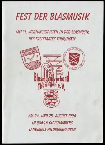 Festschrift zum Fest der Blasmusik, Geichamberg Kr. Hildburghausen, 1996