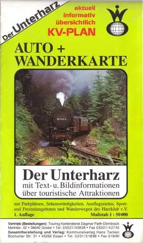 Auto- und Wanderkarte, Der Unterharz, um 1992