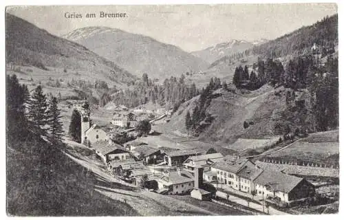 Ansichtskarte, Gries am Brenner, Tirol, Teilansicht, um 1916