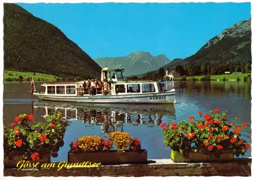 Ansichtskarte, Gössel am Grundlsee, Fahrgastschiff Rudolf, um 1980