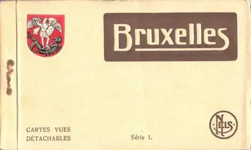 Ansichtskarte - Heft mit 10 braunen Ansichtskarte, Bruxelles, Brüssel, um 1927