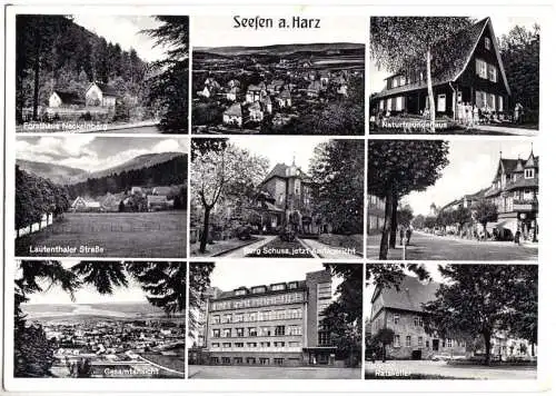 Ansichtskarte, Seesen am Harz, neun Abb., 1954