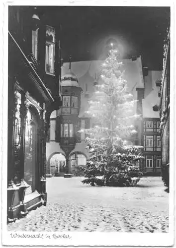 Ansichtskarte, Goslar, Winternacht in Goslar, um 1957
