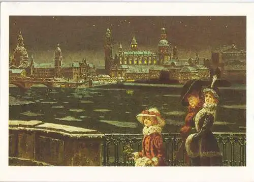 Ansichtskarte, Dresden, Dresden im Winter, Reprint einer historischen Ansichtskarte, um 1989
