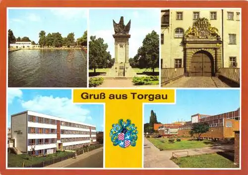 Ansichtskarte, Torgau, fünf Abb., 1983